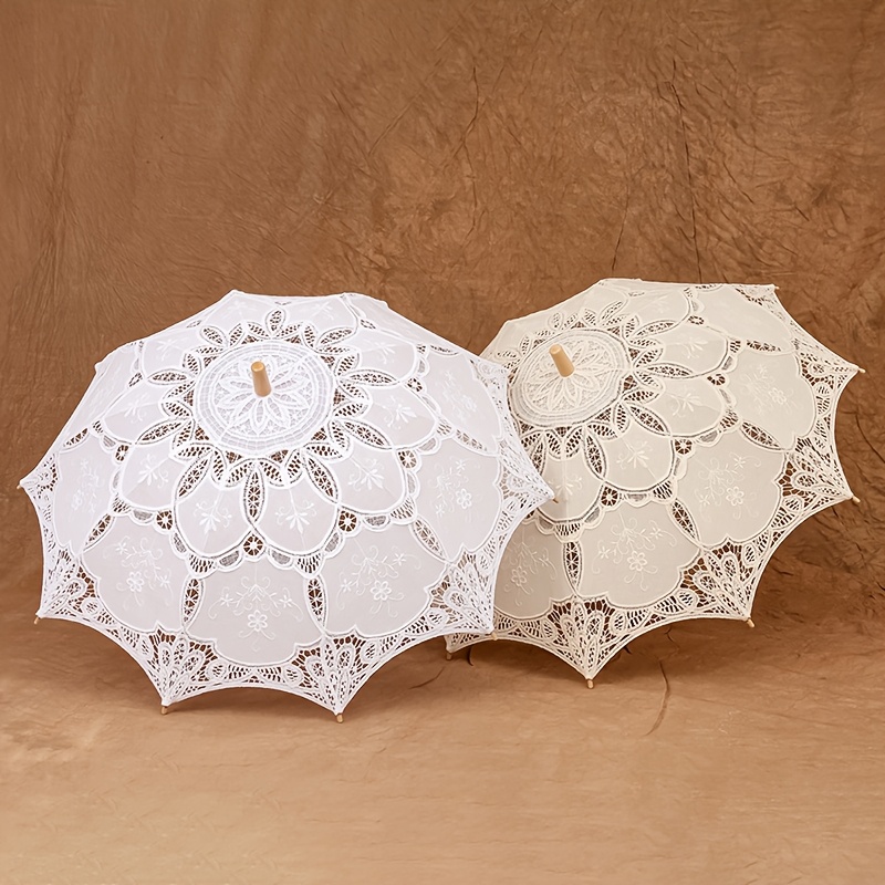 Elegant Embroidered Lace Umbrella for White Wedding Dress - Image 6