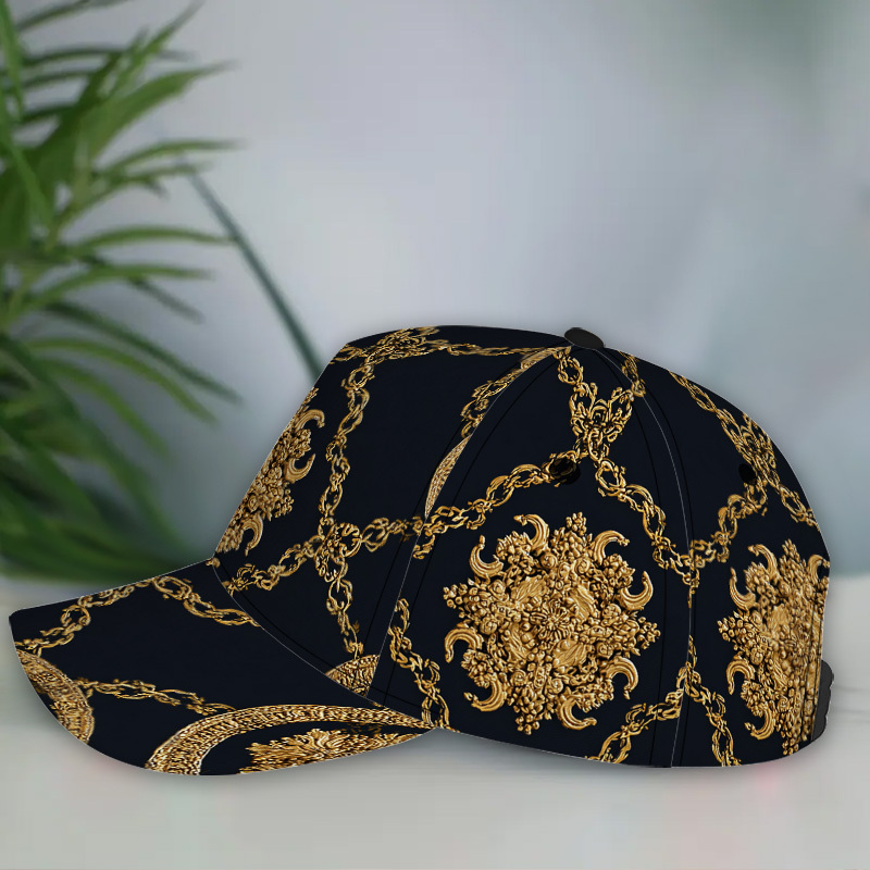 Golden Baroque Chains Print Baseball Cap