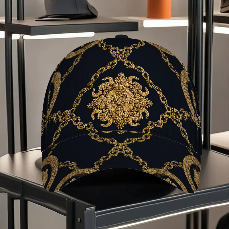 Golden Baroque Chains Print Baseball Cap - Image 2