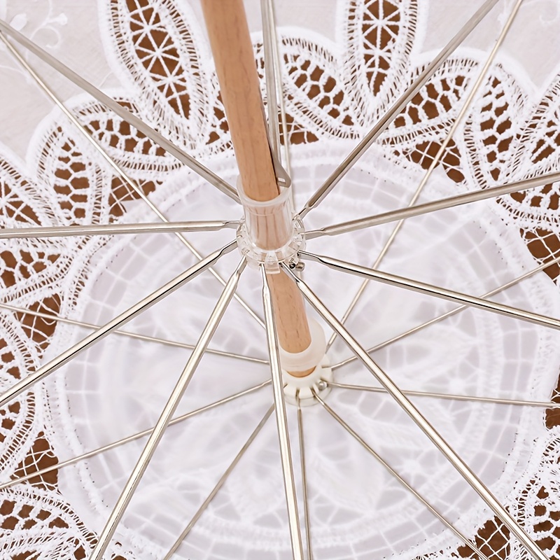 Elegant Embroidered Lace Umbrella for White Wedding Dress - Image 15