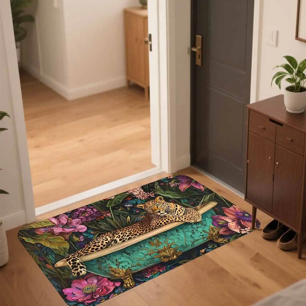 Luxurious Leopard-Print Bathroom, Ultra-Soft Flannel Non-Slip - Image 5