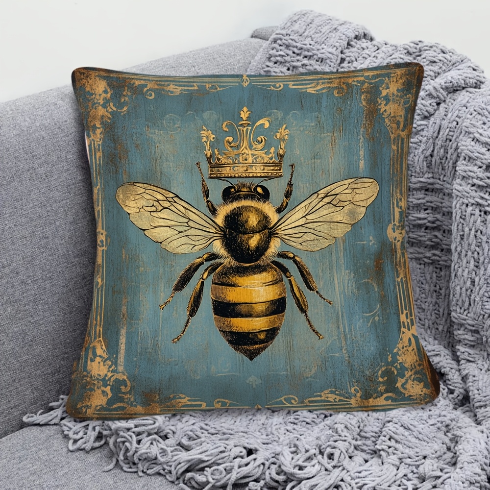 Classic Bee & Crown Design Decorative Pillowcase - Image 8