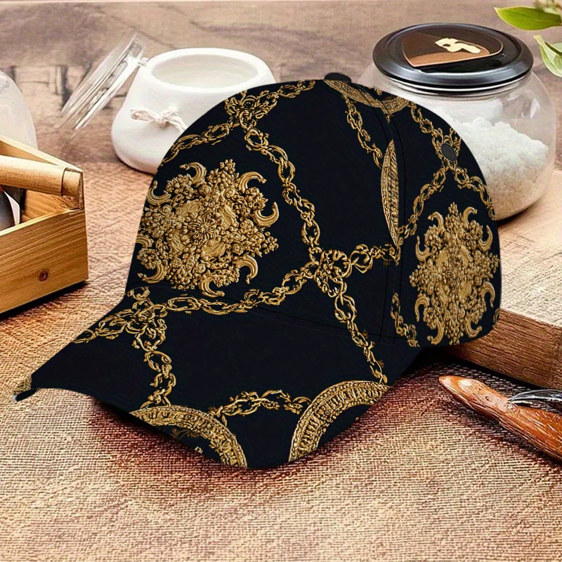 Golden Baroque Chains Print Baseball Cap - Image 5