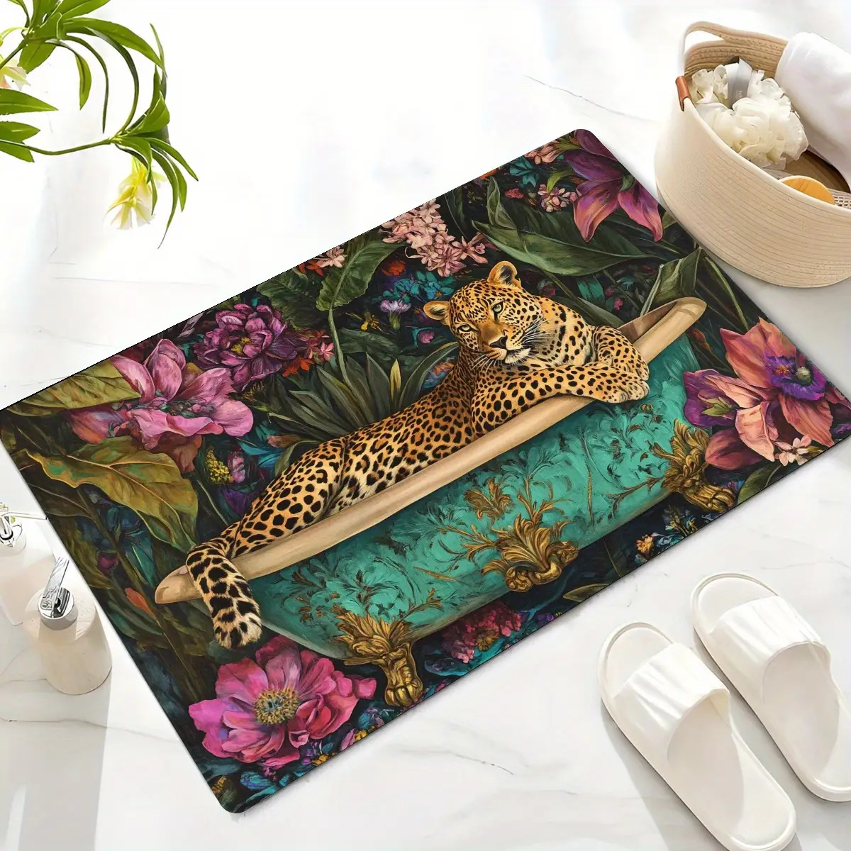 Luxurious Leopard-Print Bathroom, Ultra-Soft Flannel Non-Slip - Image 8