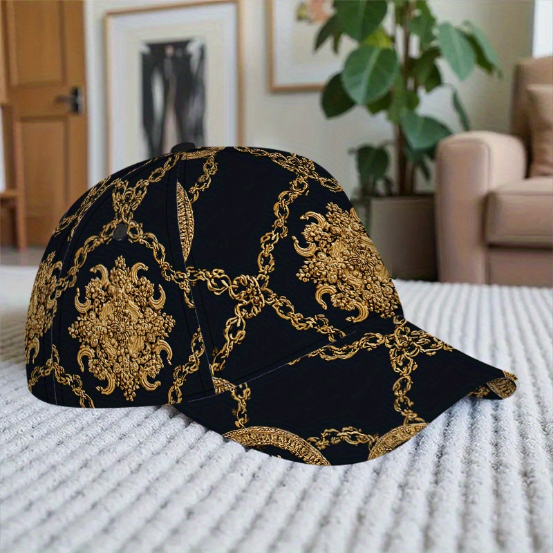 Golden Baroque Chains Print Baseball Cap - Image 3