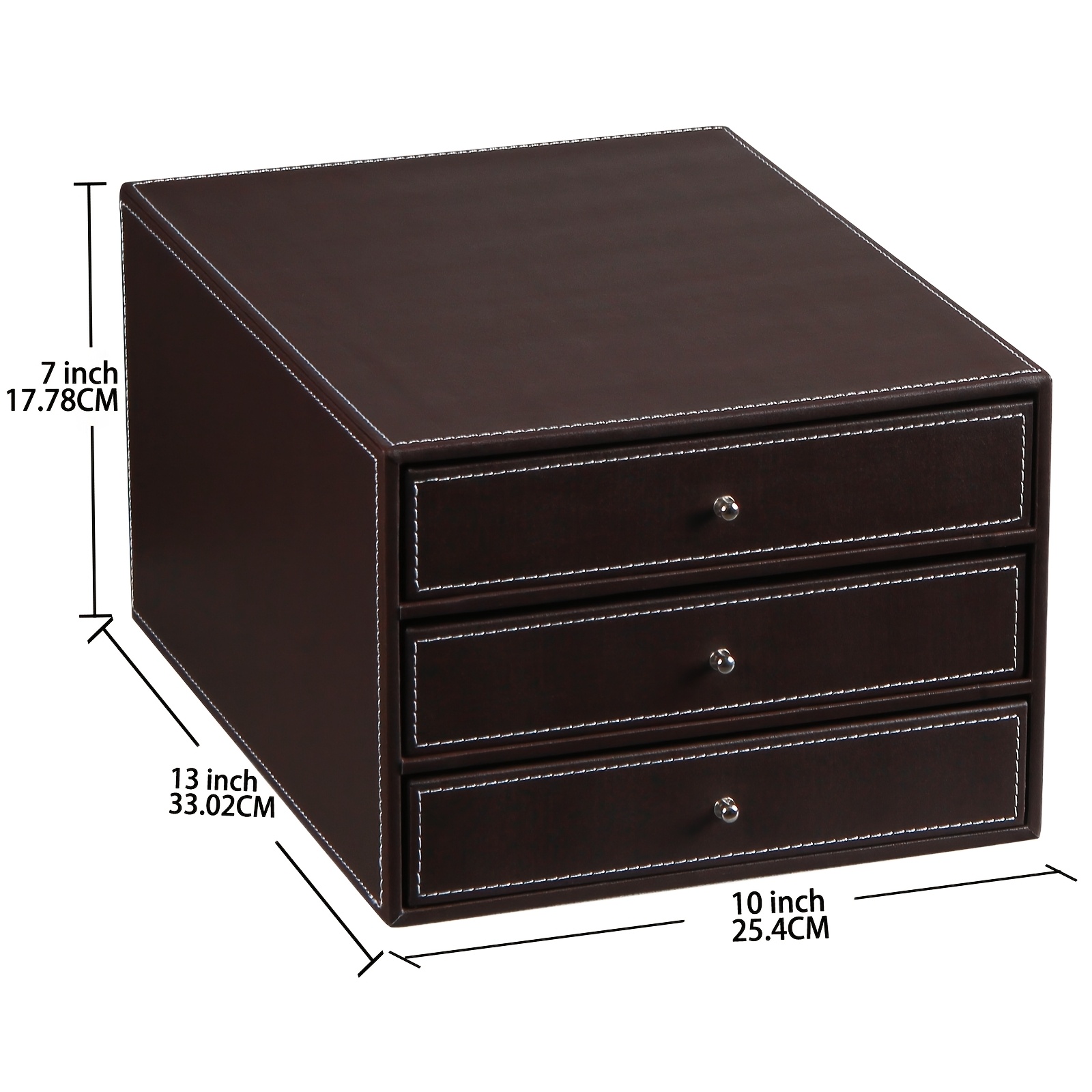 3 Interlayers, PU Leather Stackable Desktop Storage Drawer/Office Drawer Storage - Image 5
