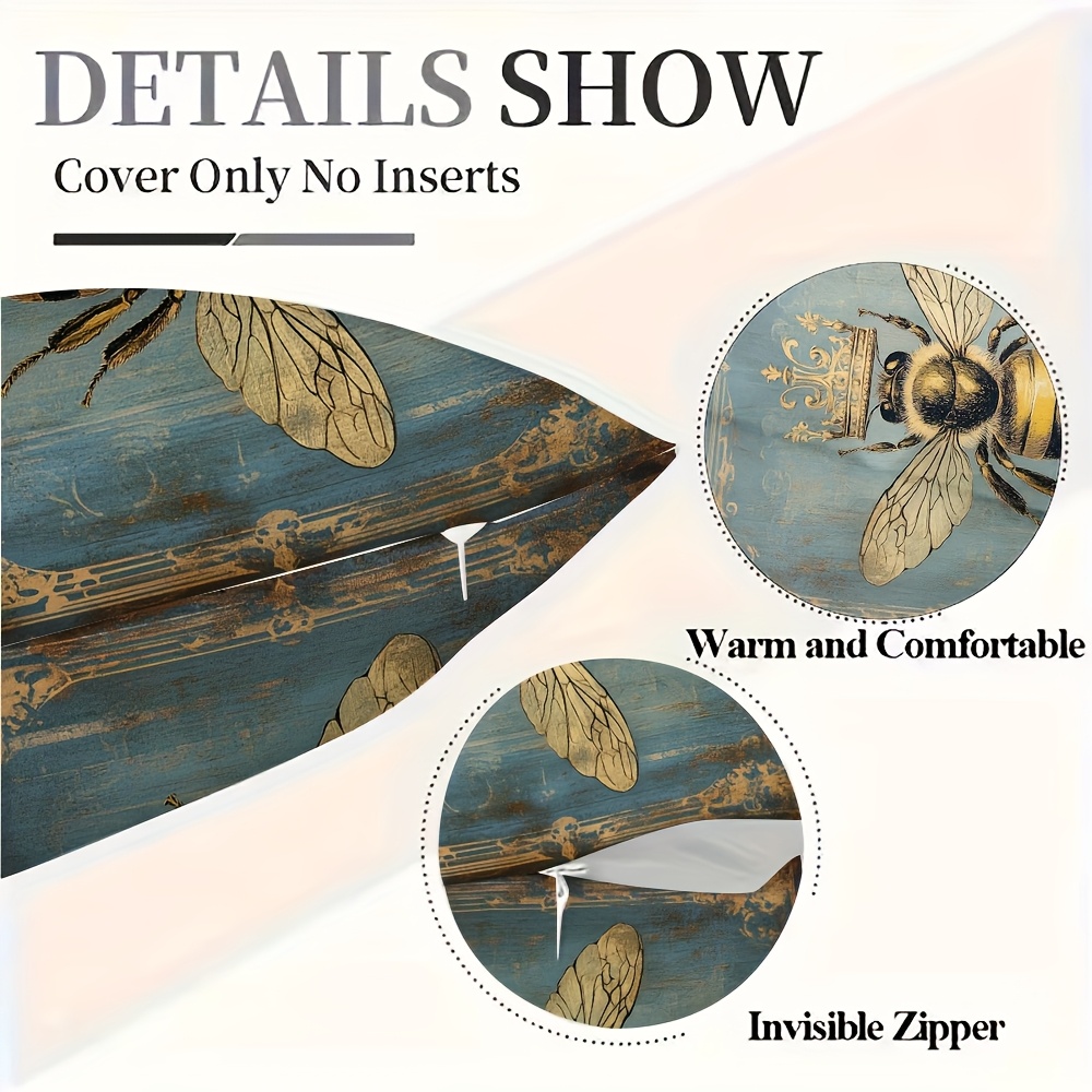 Classic Bee & Crown Design Decorative Pillowcase - Image 9