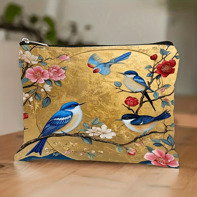 Upgraded Large Capacity Floral And Bird Pattern Fabric Makeup Pouch + free gift - Image 7
