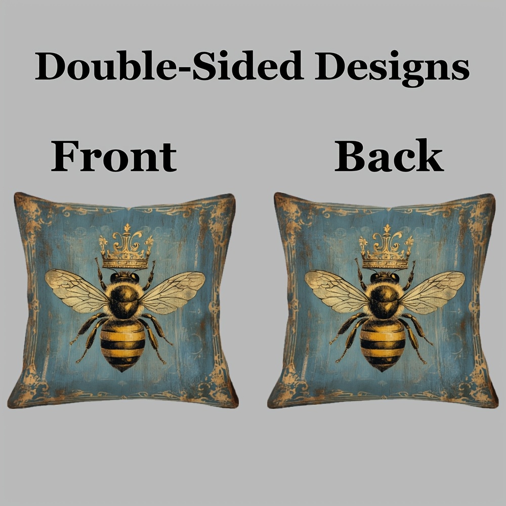 Classic Bee & Crown Design Decorative Pillowcase - Image 5