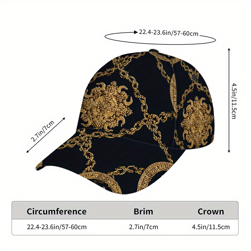 Golden Baroque Chains Print Baseball Cap - Image 7