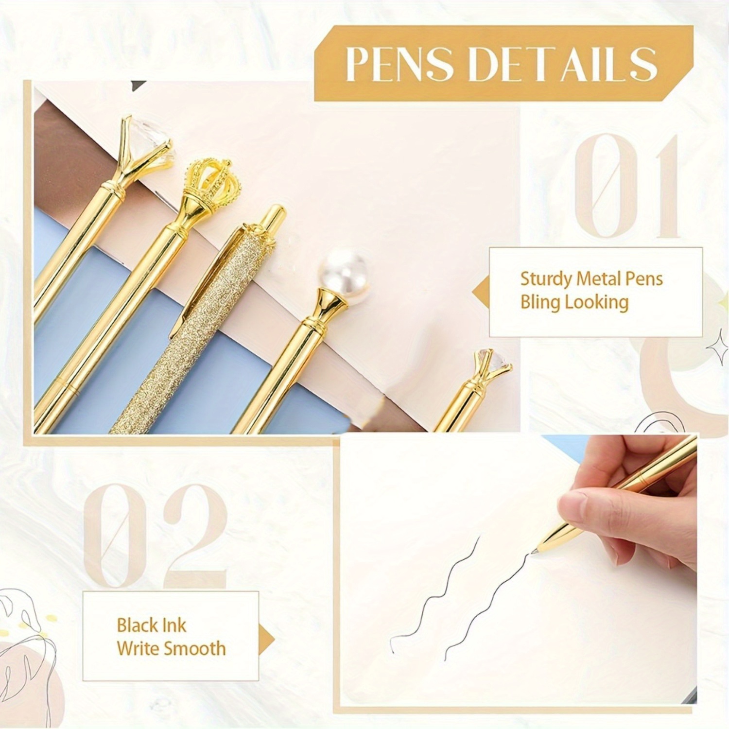 9pcs fancy Golden Signature Pe - Image 4