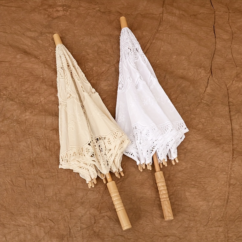 Elegant Embroidered Lace Umbrella for White Wedding Dress - Image 7