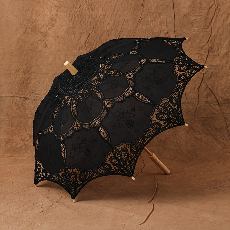 Elegant Embroidered Lace Umbrella for White Wedding Dress - Image 11