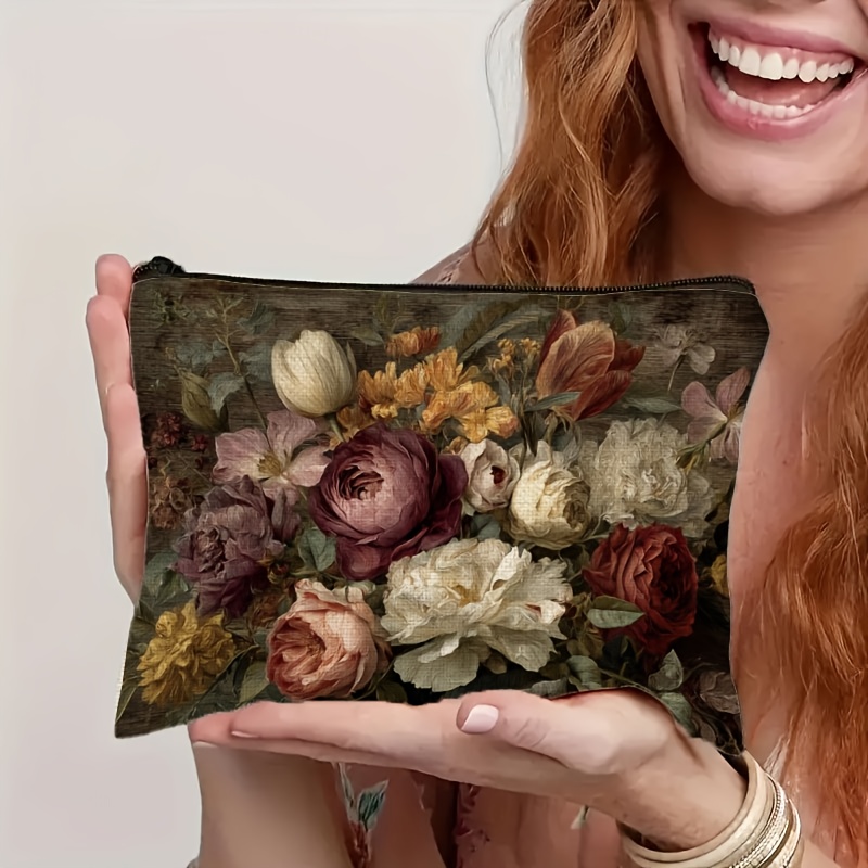 Elegant Roses Floral Makeup Organizer Bag + free gift - Image 3