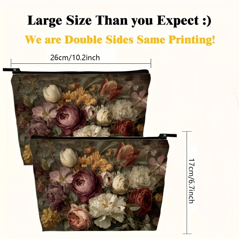 Elegant Roses Floral Makeup Organizer Bag + free gift - Image 5