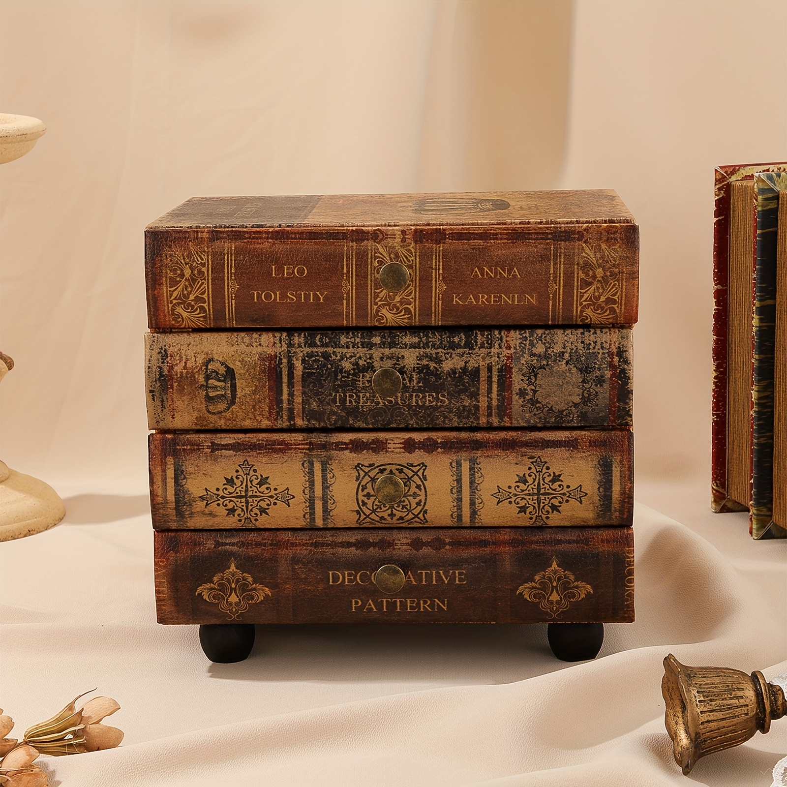 Art Deco Four-tier Book-shaped Wood Storage Box - Image 2
