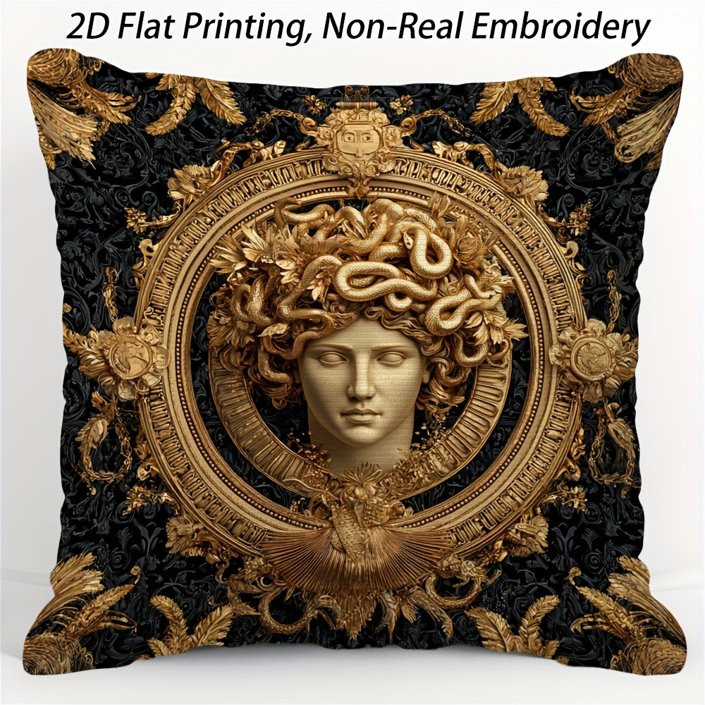 Golden Wreath Medusa Festive Pillow Cover + surprise gifts