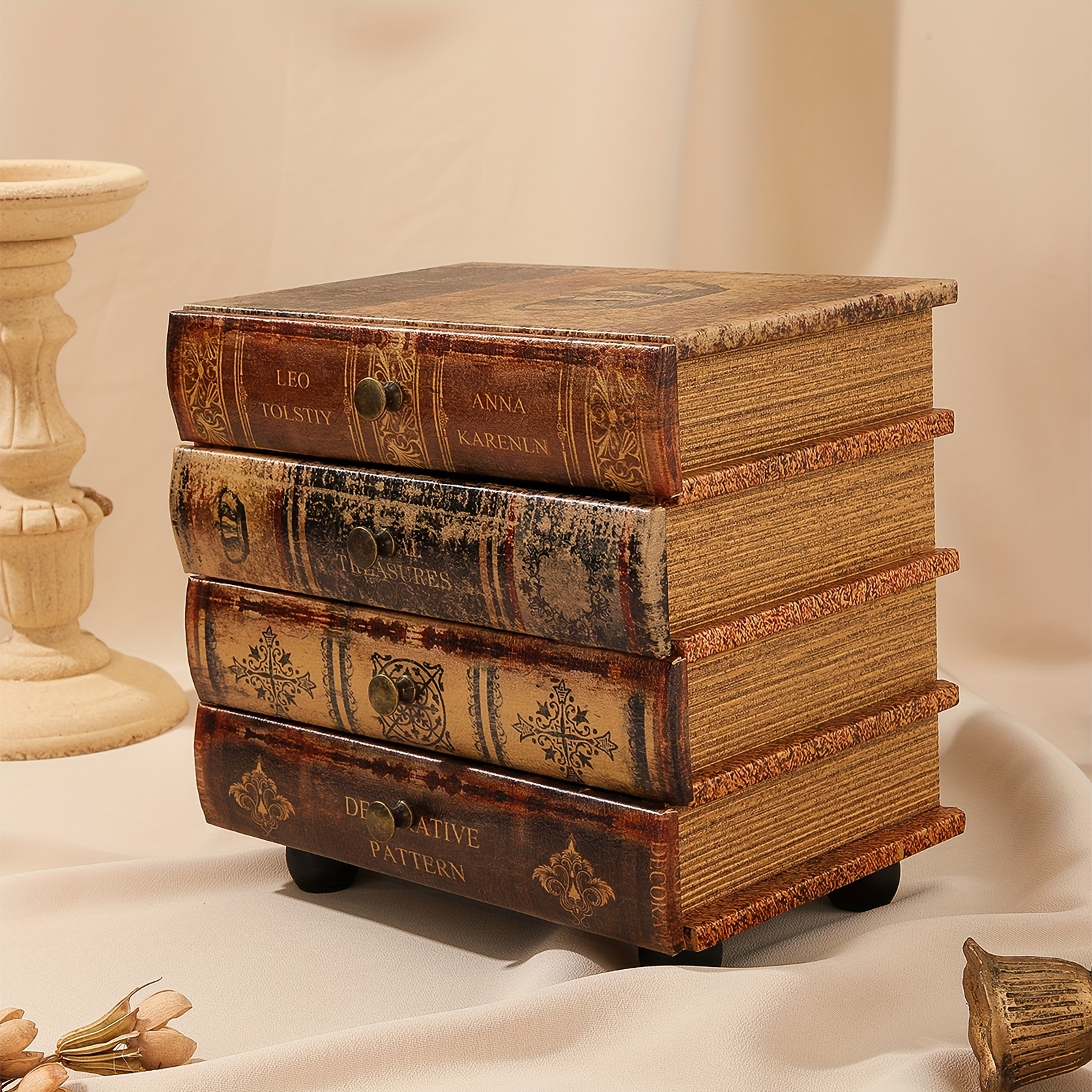 Art Deco Four-tier Book-shaped Wood Storage Box - Image 8