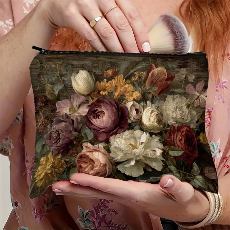 Elegant Roses Floral Makeup Organizer Bag + free gift - Image 2