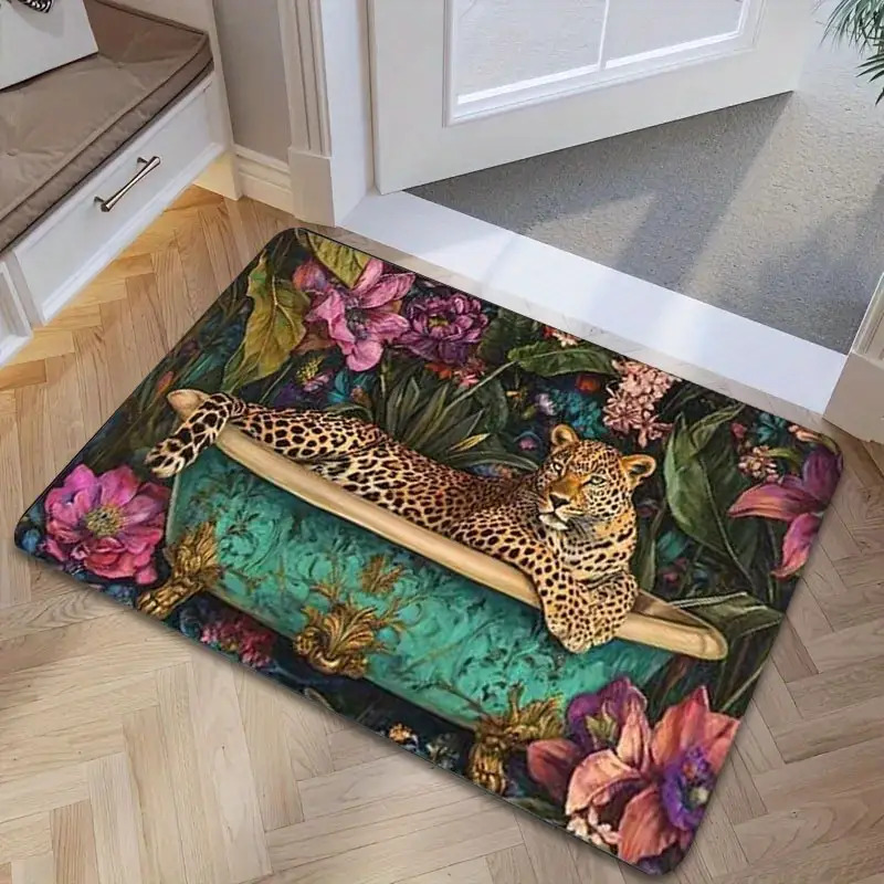 Luxurious Leopard-Print Bathroom, Ultra-Soft Flannel Non-Slip