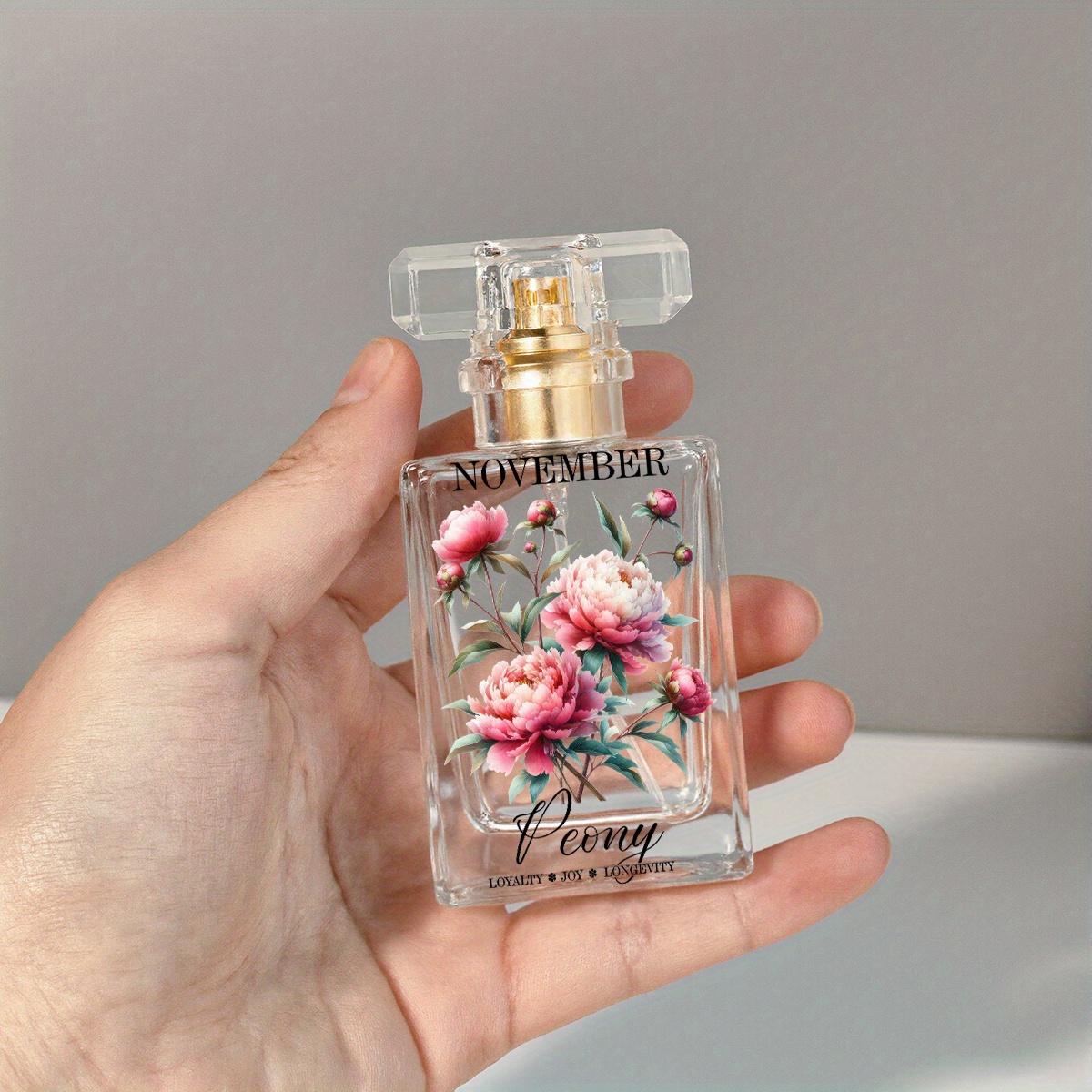Lush lear Glass Refillable Atomizer with Peony Flower Design + free gift - Image 2