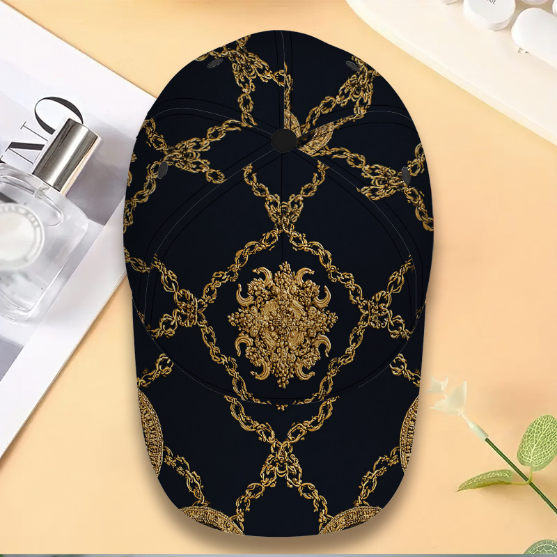 Golden Baroque Chains Print Baseball Cap - Image 4
