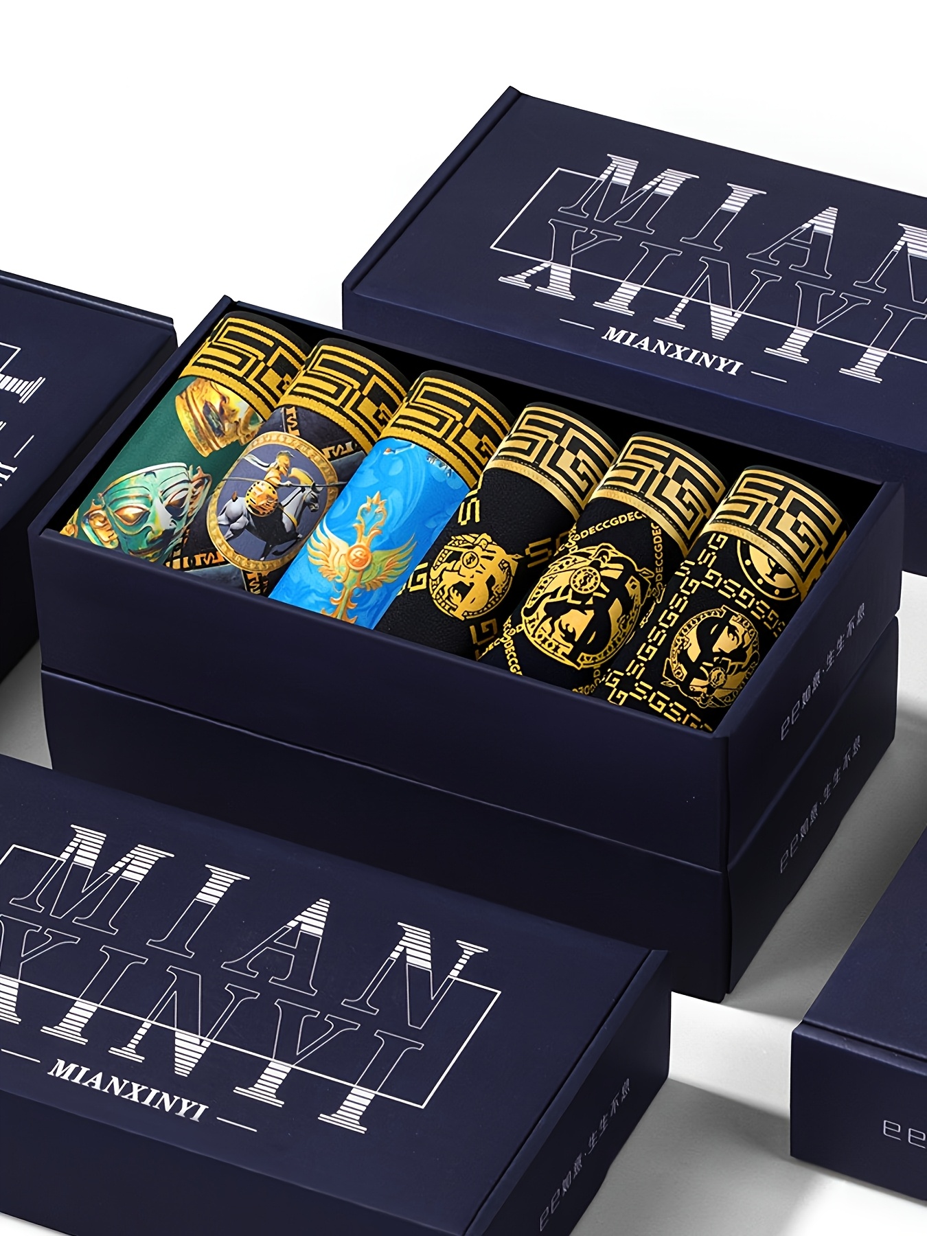 Set of 6 Gift Boxes, Luxurious Black And Golden Boxer Shorts