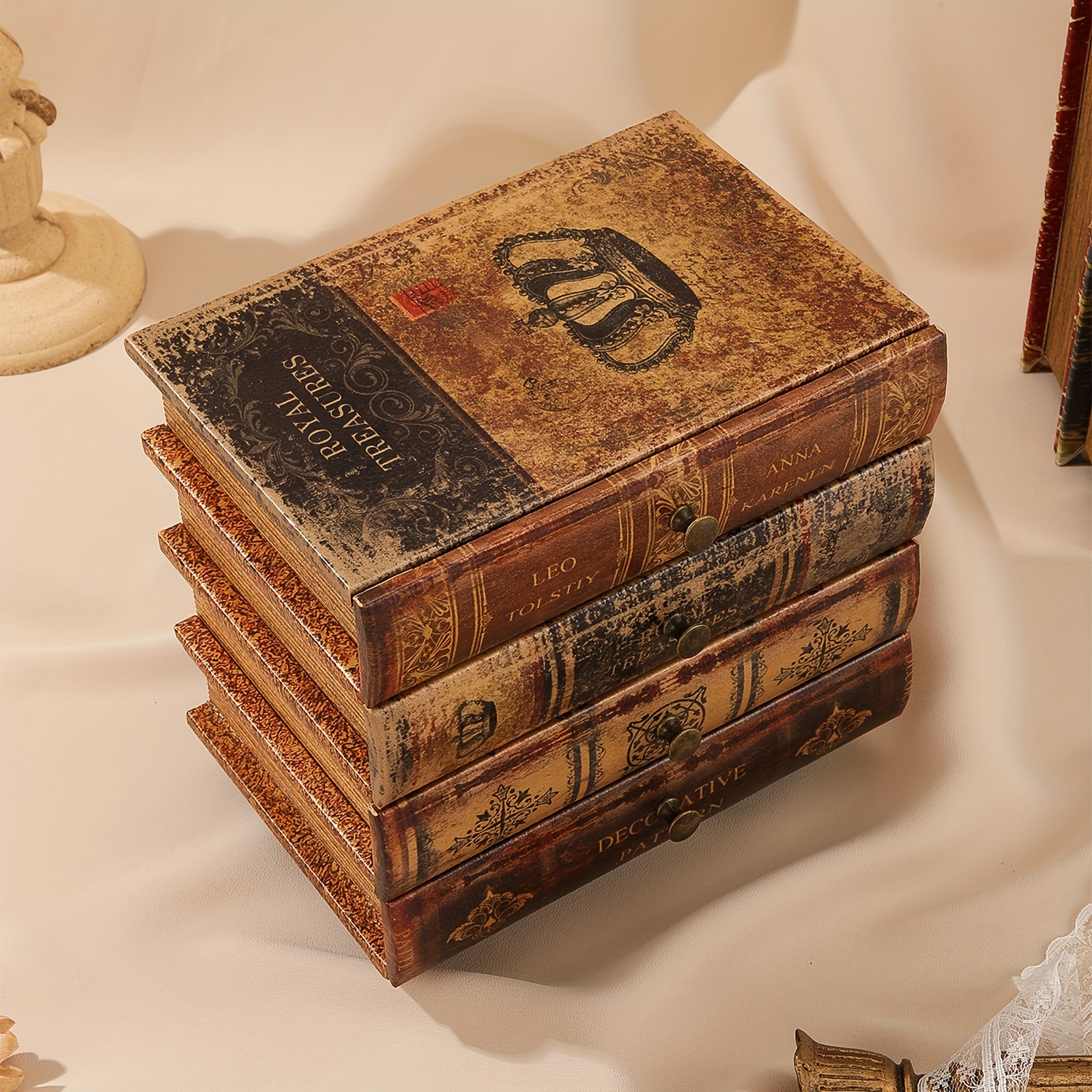 Art Deco Four-tier Book-shaped Wood Storage Box - Image 6
