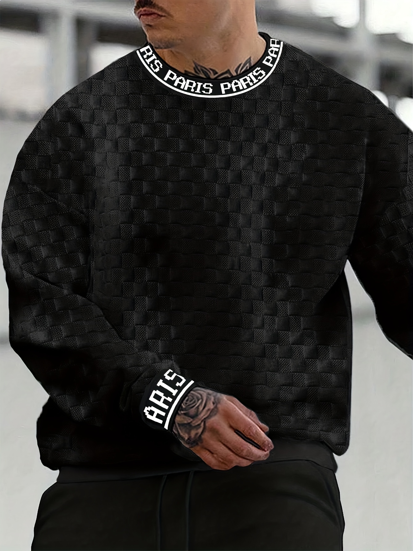 Classic Pullover Sweatshirt Made of Jacquard Fabric