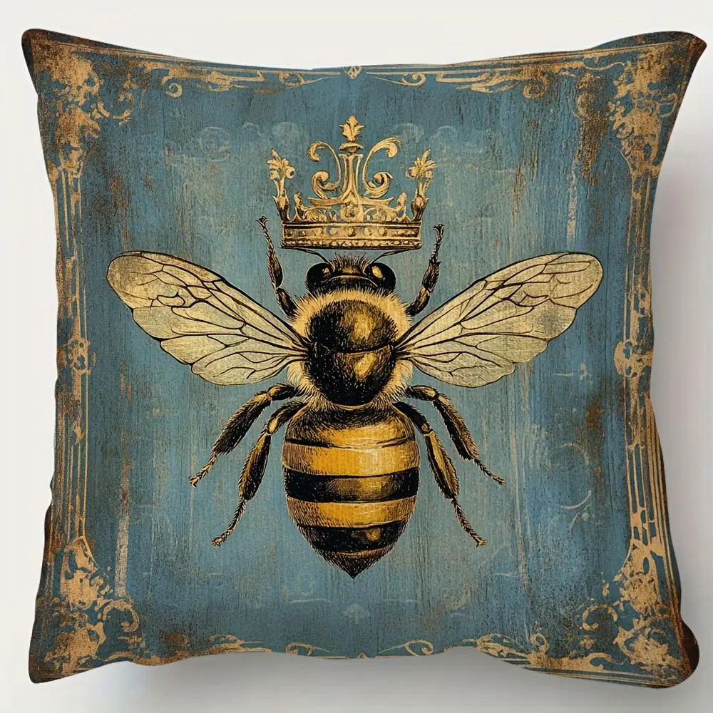 Classic Bee & Crown Design Decorative Pillowcase - Image 6