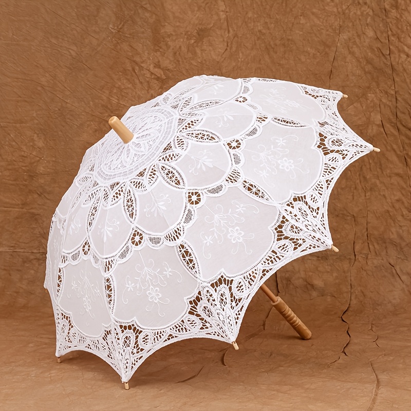 Elegant Embroidered Lace Umbrella for White Wedding Dress - Image 8