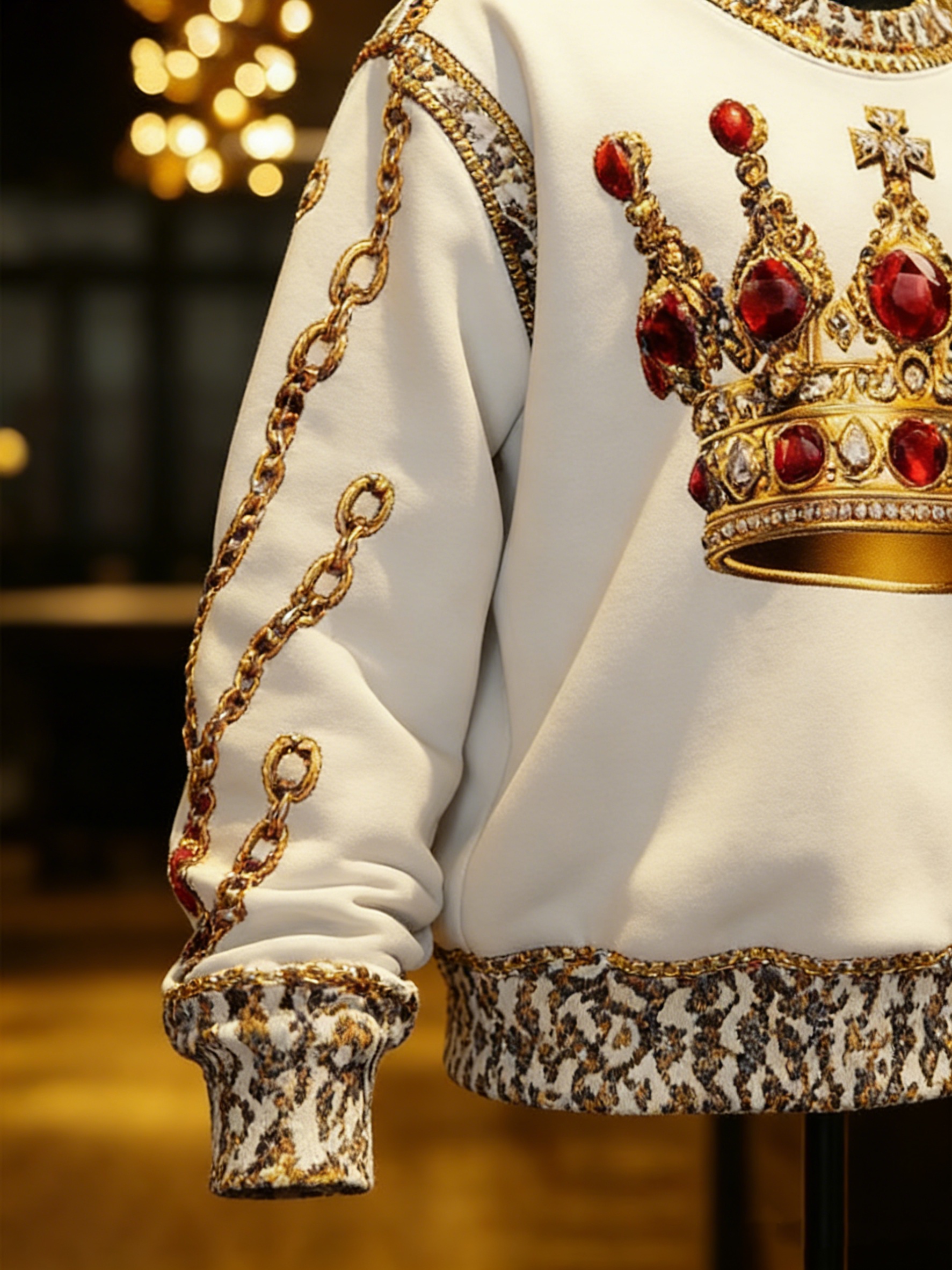White-Golden Ruby Crown Sweatshirt - Image 5