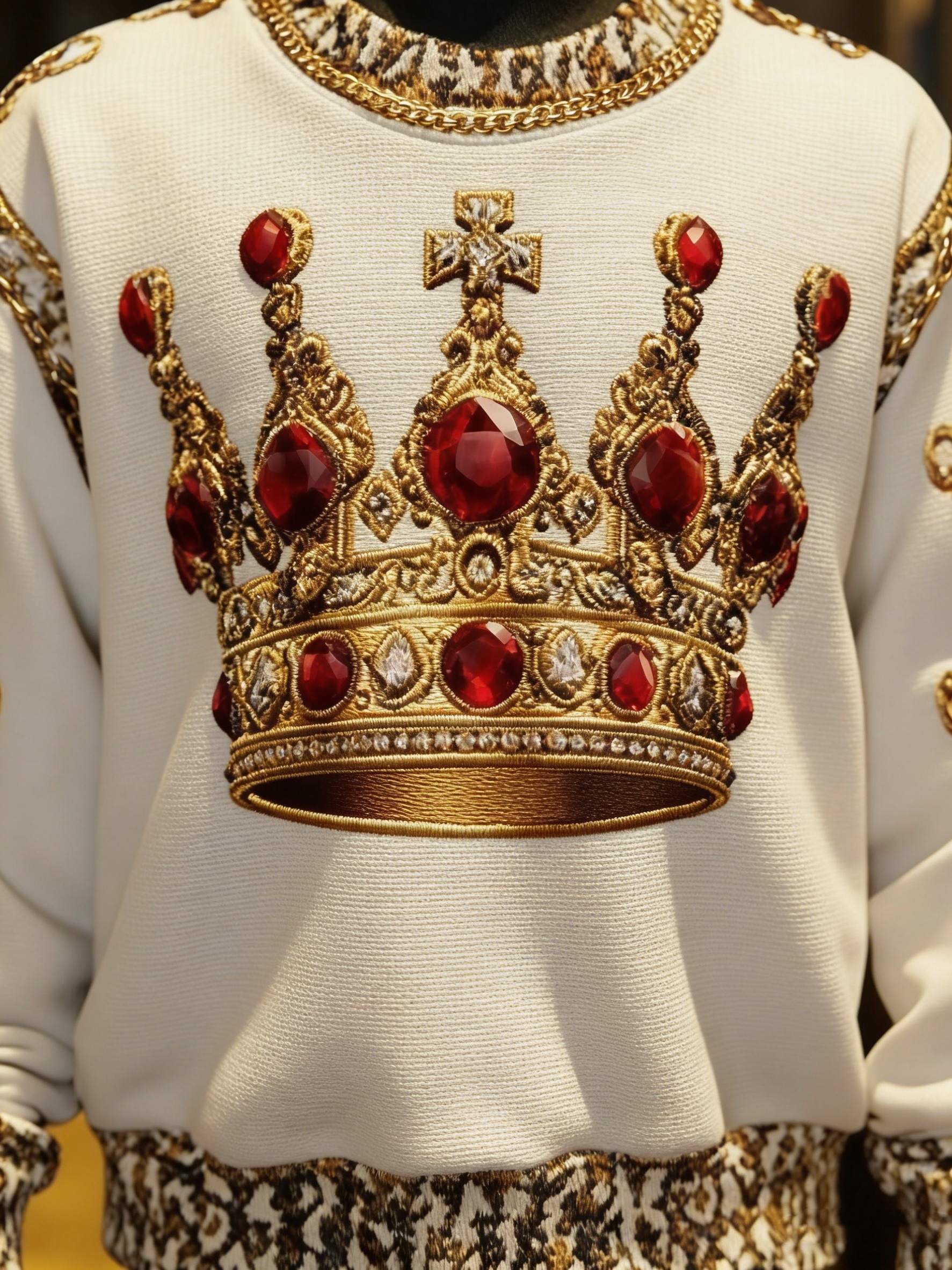 White-Golden Ruby Crown Sweatshirt - Image 4