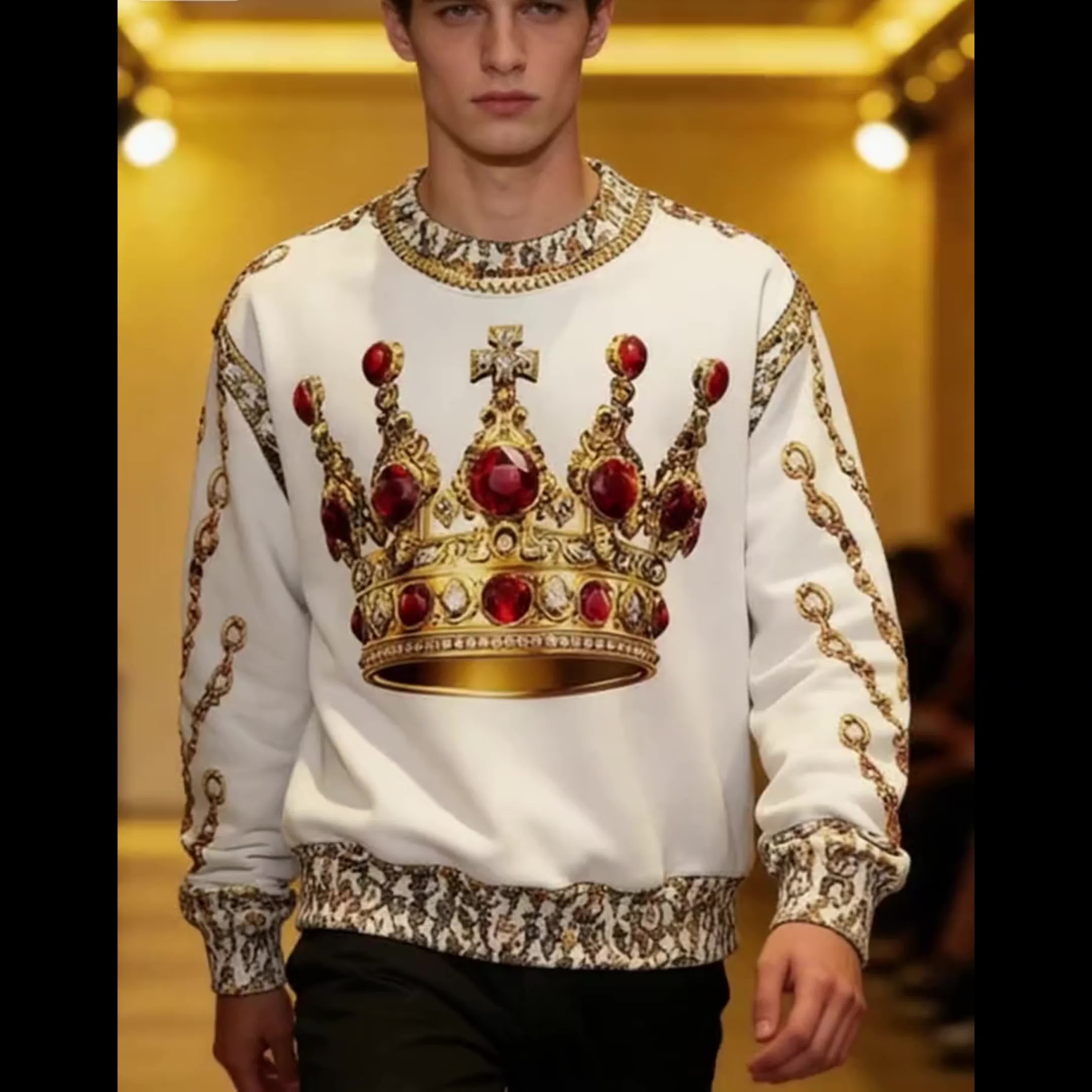 White-Golden Ruby Crown Sweatshirt - Image 6