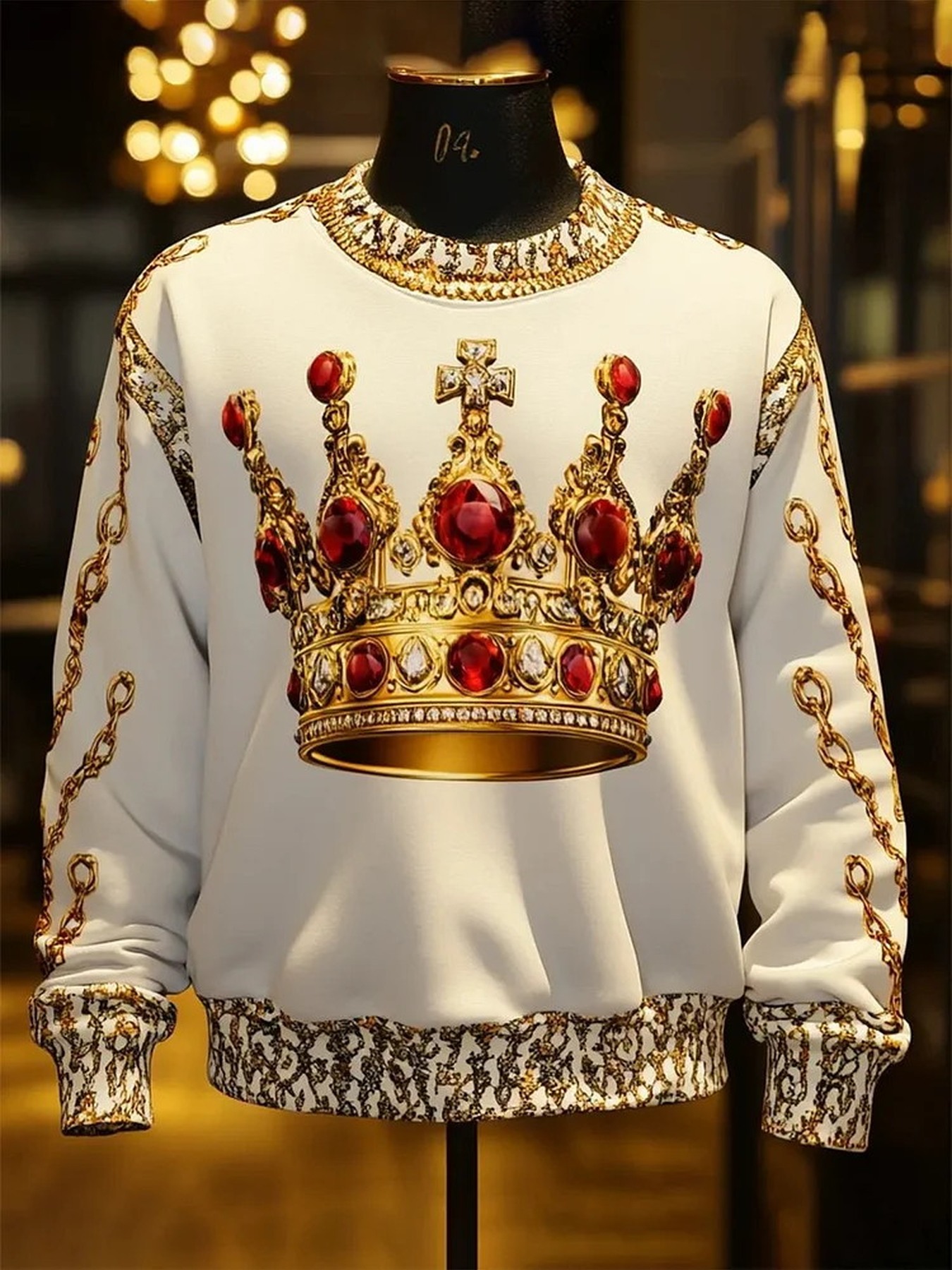 White-Golden Ruby Crown Sweatshirt