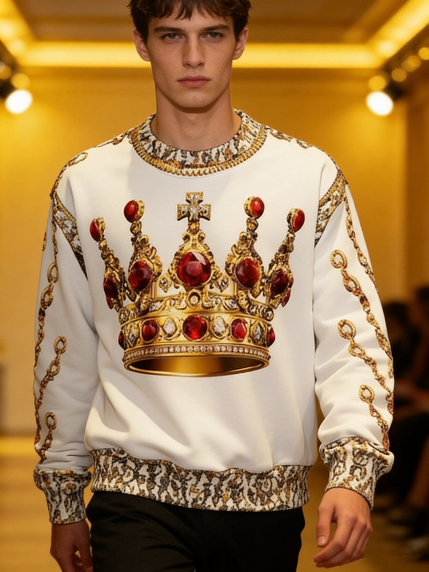 White-Golden Ruby Crown Sweatshirt - Image 3