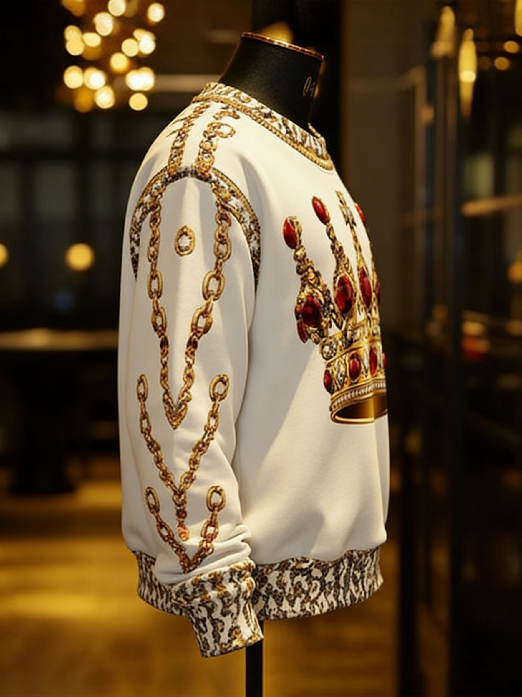 White-Golden Ruby Crown Sweatshirt - Image 2